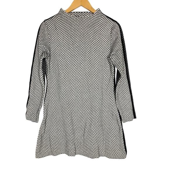 Victor Glemaud Dress Checked Cashmere Cotton Mock Neck Mini Black White L - Picture 3 of 11